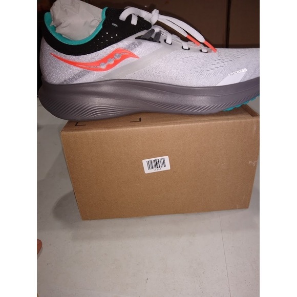 Saucony Mens Ride 16 White/Gravel 9.5 US